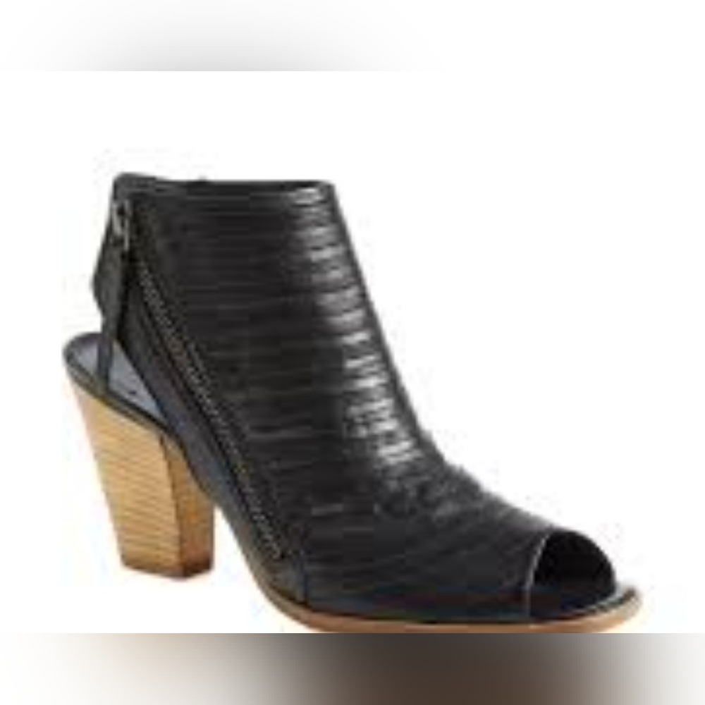PAUL GREEN Black Peep-Toe Ankle Boots